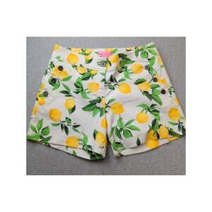 Isaac Mizrahi Women's Lemon Fruit Citrus Tailored Trouser Shorts Size 4 Preppy